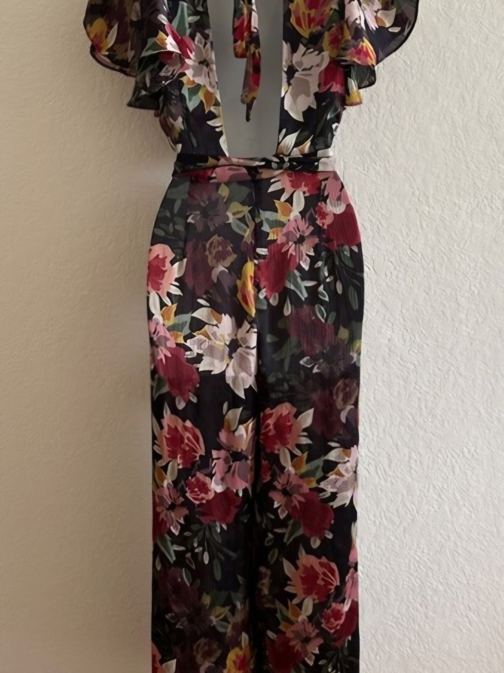 Zara Black Floral Wide Leg Jumpsuit - Picture 3 of 5